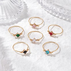 (52) Непрозрачная лаванда Прозрачные стеклянные кольца для пальцев, с экологически чистой медной проволокой, ромб, разноцветные, размер США 9 (18.9 мм)