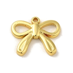 Real 18K Gold Plated 304 Stainless Steel Pendants, Bowknot Charm, Real 18K Gold Plated, 13x15.5x2mm, Hole: 1.2mm