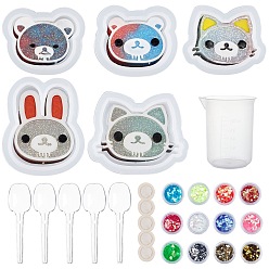 (52) Непрозрачная лаванда Diy пищевые силиконовые формы, формы для литья смолы, для изготовления уф-смолы и эпоксидной смолы, с пластиковой фурнитурой, блестки искусства ногтя, разноцветные, 56.5x47.5x22 мм