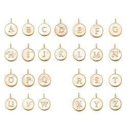 Настоящее золото 18K Подвески из латуни с микропаве, прозрачные кубические цирконии с ракушкой, подвески с буквой az~z, долговечный, без свинца и без кадмия, реальный 18 k позолоченный, 32x24x3.5 мм, отверстие : 6x3 мм