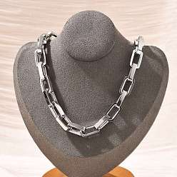 Нержавеющая Сталь Цвет 304 ожерелья из нержавеющей стали в виде цепочек-скрепок для женщин и мужчин, цвет нержавеющей стали, 18.11 дюйм (46 см)