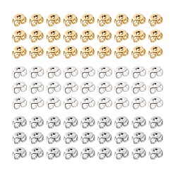 Mixed Color 300Pcs 3 Colors 304 Stainless Steel Ear Nuts, Butterfly Earring Backs for Post Earrings, Mixed Color, 4x3x2mm, Hole: 0.8mm
