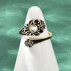 Золотой Латунные кольца-манжеты для женщин, Сердце Pattern, со смолой и эмалью, золотые, 1.5~17 мм, размер США 6 1/4 (16.7 мм)