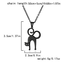 Cat Shape Хэллоуин 304 подвески из нержавеющей стали с лазерной резкой, чёрные, форма кошки, 15.75 дюйм (40 см), Кулон : 35x23 мм