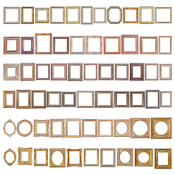 Mixed Shapes 6 Sets 6 Styles Paper Self-Adhesive Photo Frame Stickers, for DIY Photo Album Diary Scrapbook Decoration, Mixed Shapes, 77x53~78x0.2mm, about 30pcs/set
