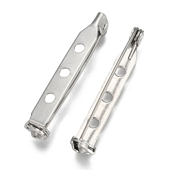 Нержавеющая Сталь Цвет Устойчивые к потускнению 304 наборы фурнитуры для брошей из нержавеющей стали, назад бар контакты, с отверстием, цвет нержавеющей стали, 33x5.5x6 мм, штифты : 0.6 мм