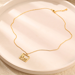 Настоящее золото 18K День матери 304 Женские ожерелья с подвесками в виде семейного силуэта из нержавеющей стали, реальный 18 k позолоченный, 17.72 дюйм (45 см)