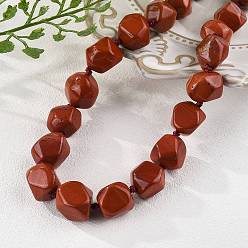 Красный Камень Натуральные красные самородки яшмы бусины ожерелья для женщин мужчин, 20.08~21.26 дюйм (51~54 см)