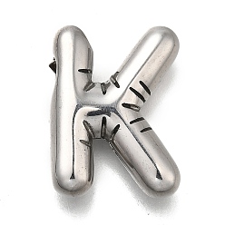 Letter K 304 подвески из нержавеющей стали, буквенное очарование, анти-тускнение, Письмо K, 20.5x15x5 мм, отверстие : 3.4x2 мм