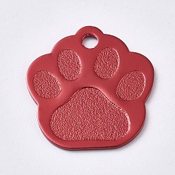 Коричневый Алюминиевые подвески, пустые теги, собака отпечатки лап, коричневые, 28.5x27x1 мм, отверстие : 3 мм