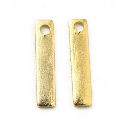 Real 24K Gold Plated Brass Pendants, Long-Lasting Plated, Cadmium Free & Lead Free, Rectangle, Real 24K Gold Plated, 10x2x0.5mm, Hole: 1mm
