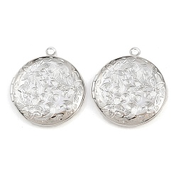 Платина Стойки обшивки латунь медальона подвески, фото прелести рамка для ожерелья, долговечный, плоская круглая с подвеской в виде цветка, платина, 31x27.5x5.5 мм, отверстие : 2.5 мм, внутренний диаметр: 20.5 мм