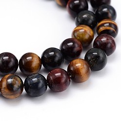 Tiger Eye Natural Gemstone Round Bead Strands, Tiger Eye, 14mm, Hole: 1mm, about 28pcs/strand, 16 inch