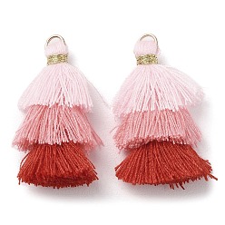 Lavender Blush Polycotton Tassel Pendant Decorations, with Iron Loops, Lavender Blush, 34~45x4~5mm, Hole: 3mm