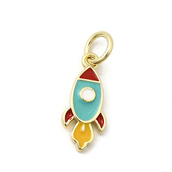 Rocket Латунь эмаль прелести, с прыжковых колец, без кадмия, без никеля и без свинца, реальный 18 k позолоченный, ракета, 14x6x1.8 мм, отверстие : 3.2 мм