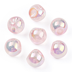 Персиковый Слойка УФ-покрытие радужными переливающимися акриловыми бусинами, круглые бусины судзумару, розовые, 14.5 мм, отверстие : 3 мм