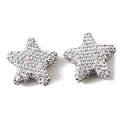 Кристалл Ручной полимерной глины шариков Rhinestone, звезда, кристалл, 24x25x9 мм, отверстие : 1 мм