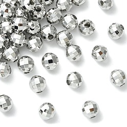 Plaqué Platine Véritable Perles rondes en laiton shegrace, sans cadmium et sans nickel et sans plomb, facette, Platine plaqué, 6x6x5.5mm, Trou: 1.8mm