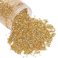 Or Perles de copeaux de verre, sans trou, accessoires nail art de décoration, or, 0.3~5x0.3~5x0.3~5mm, 0.5 sac / boîte