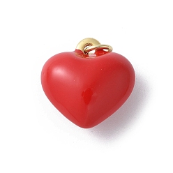Красный Латунь эмаль подвески, с целью перехода в кольце, без кадмия и без свинца, сердце прелести, реальный 16 k позолоченный, красные, 16.5x15.5x9 мм, отверстие : 3 мм