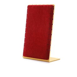 Темно-Красный Металлическая стойка для хранения ювелирных изделий из микрофибры, Ожерелье дисплеев, темно-красный, 90x50x140 мм