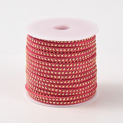 Светло-Вишневый Заклепка искусственной замши, искусственная замшевая кружева, с алюминиевым, светло-вишневый, 3x2 мм, около 20 ярдов / рулон