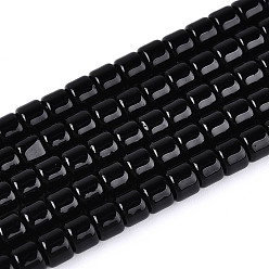 Черный Непрозрачные сплошные цветные стеклянные бусины, колонка, чёрные, 3.5x4~4.5 мм, отверстие : 0.7~0.9 мм, около 102~108 шт / нитка, 14.17~14.96 дюйм (36~38 см)