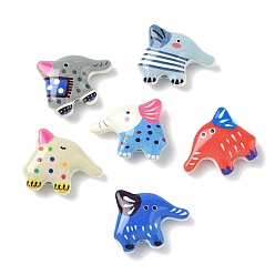 Слон Окрашенного распылением сплава бисер, слон, 13.5x16.5x5 мм, отверстие : 1.6 мм