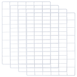 Белый 4 Сумки с напыляемой печатью на железной сетке, настенные подвесные подставки для демонстрации, с пластиковыми стяжками, прямоугольные, белые, 40x30x0.5 см