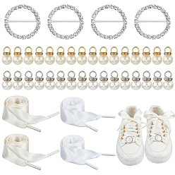 (52) Непрозрачная лаванда Полиэстеровые атласные шнурки для обуви, с пряжками из латуни со стразами и подвесками из искусственного жемчуга ABS., для обувной фурнитуры, разноцветные, 1200~1220x18~19x0.2 мм, 6 шт