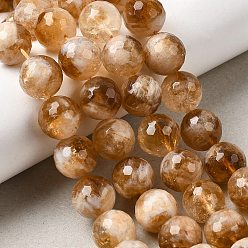 Цитрин Нагретые нити из натуральных цитриновых бусин, круглые, граненые, Перу, 12~12.5 мм, отверстие : 0.8 мм, около 30~31 шт / нитка, 14.65'' (37.2 см) ~ 15.04'' (38.2 см)