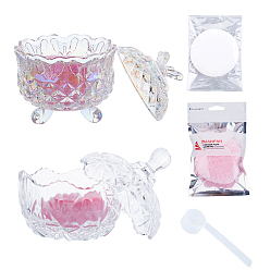 Mixed Shapes 2шт. стеклянные банки для конфет с крышкой, В комплекте: 2 шерстяная пуховка для косметики и 1 мерные ложки., разнообразные, 120 мм, внутренний диаметр: 95 мм