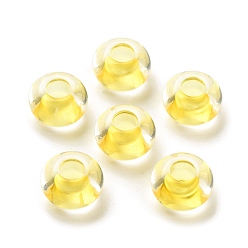 Желтый Прозрачного акрилового Европейский бисером, бусины с большим отверстием, рондель, желтые, 14x8.5 мм, отверстие : 5.5 мм, Около 537 шт / 500 г