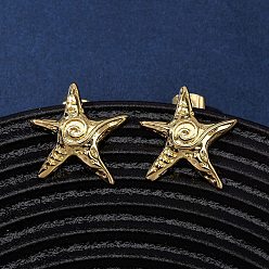 Настоящее золото 18K Латунь серьги, морская звезда, реальный 18 k позолоченный, 19.5x19.5 мм