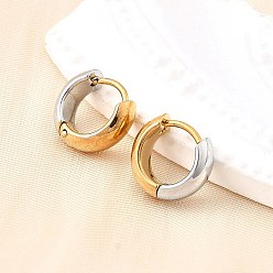 Золотой & Цвет Нержавеющей Стали Серьги из 304 нержавеющей стали, двухтональный звонок, золотые и нержавеющая сталь цвет, 11x4 мм