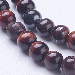 Tiger Eye Natural Red Tiger Eye Beads Strands, Round, 6mm, Hole: 1mm, about 66pcs/strand, 15.15 inch