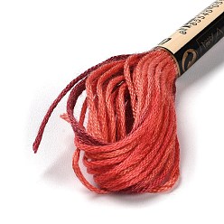 Red 10 Skeins 6-Ply Polyester Embroidery Floss, Cross Stitch Threads, Segment Dyed, Red, 0.5mm, about 8.75 Yards(8m)/skein