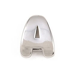 Letter A Латунные бусины, долговечный, стойки покрытие, без свинца и без кадмия, платина, буква a, 14x11x5 мм, отверстие : 11x3 мм