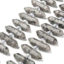 Джаспер Кунжут Нити бусин из натуральной кунжутной яшмы с двойным концом, со стеклянными бусинами, граненый пуля, 31~33x7~9x7~9 мм, отверстие : 1 мм, около 26~27 шт / нитка, 15.16~15.75'' (38.5~40 см)