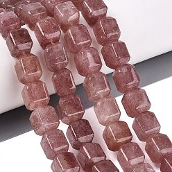 Strawberry Quartz Natural Strawberry Quartz Beads Strands, Cuboid, 10~12x9~10x9~10mm, Hole: 0.6~0.9mm, about 32~36pcs/strand, 14.37~16.34(36.5~41.5cm)