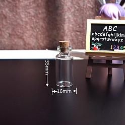 Прозрачный Миниатюрные стеклянные бутылки, с пробками, желающие бутылки, для аксессуаров для кукольного домика, притворяясь опорными украшениями, колонка, прозрачные, 16x35 мм