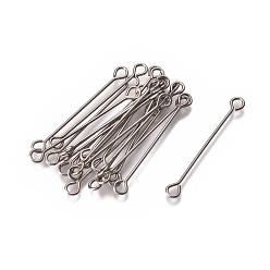 Stainless Steel Color 304 Stainless Steel Eye Pins, Double Sided Eye Pins, Stainless Steel Color, 26x3x0.5mm, Hole: 1.7mm