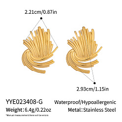 Real 18K Gold Plated 304 Stainless Steel Stud Earrings for Women, Firework, Real 18K Gold Plated, 29.3x22.1mm