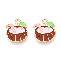 Другие Подвески из сплава и эмали на пляжную тематику, золотой свет, кокос, 17.1x14x1 мм, отверстие : 1.6 мм