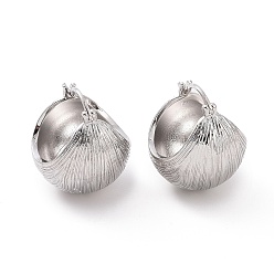 Платинированный Латунные круглые серьги-кольца для женщин, Реальная платина, 22x19x19 мм, штифты : 14x0.75~1.3 мм