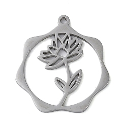 Stainless Steel Color Non-Tarnish 304 Stainless Steel Pendants, Flower, Stainless Steel Color, 23.5x21.5x1mm, Hole: 1.5mm