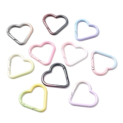 (52) Непрозрачная лаванда Кольца пружинные затворные из сплава с распылительной краской, сердце, разноцветные, 42x44x5 мм