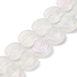 Белый Стеклянные бусины с гальваническим покрытием , с половиным покрытием цвета радуги, улитка, белые, 12.5x11.5x4.5 мм, отверстие : 1 мм, около 50 шт / нитка, 24.41 дюйм (62 см)