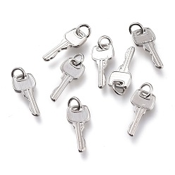 Платина Латунные подвески, с прыжковых колец, долговечный, ключ, платина, 16x7x1.5 мм, отверстие : 3 мм