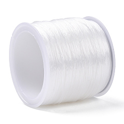 White Flat Elastic Crystal String, Elastic Beading Thread, for Stretch Bracelet Making, Dyed, White, 0.8mm, about 65.61 yards(60m)/roll